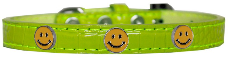 Happy Face Widget Croc Dog Collar Lime Green Size 10